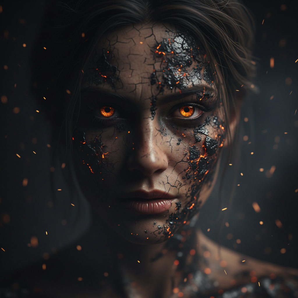 Ultrarealistyczny, kinowy portret z bliska tajemni